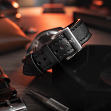 Classic | Black Sailcloth Watch Strap with Black Stitching