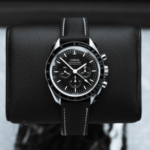 Classic | Black Sailcloth Watch Strap with White Stitching