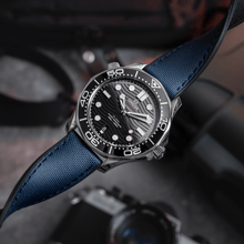 HydroFlex™ Navy Blue Hybrid FKM Watch Strap With Blue Stitching