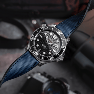 HydroFlex™ Navy Blue Hybrid FKM Watch Strap With Blue Stitching